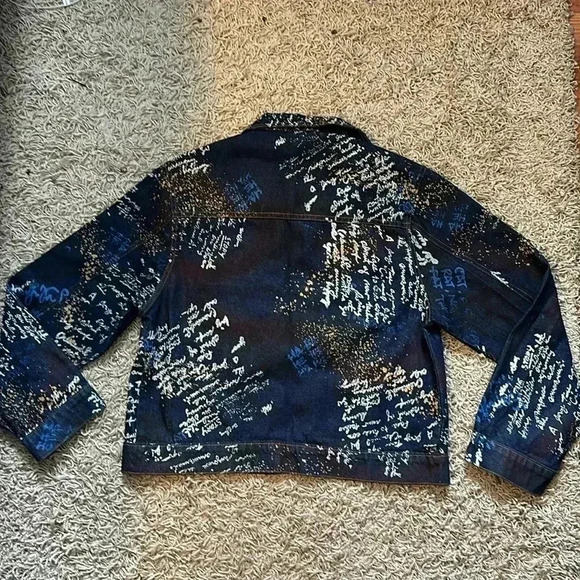 VTG 2pc Set Script Design Long Sleeve Jean Jacket Size Large (Sold Separately) - Picture 8 of 8